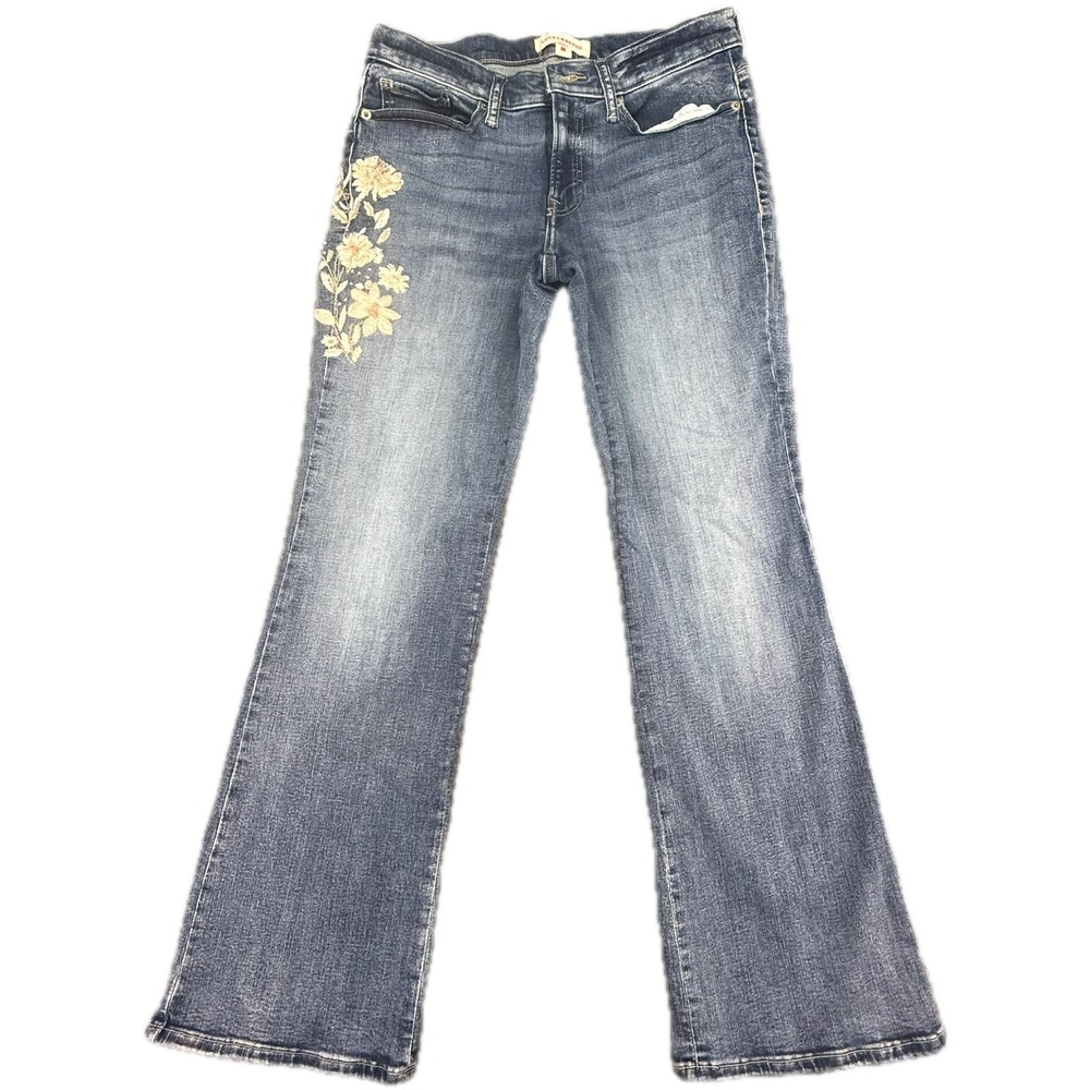 Lucky Brand Sweet Mid Rise Boot Jeans Womens 6/28 Blue Floral Embroidered Denim